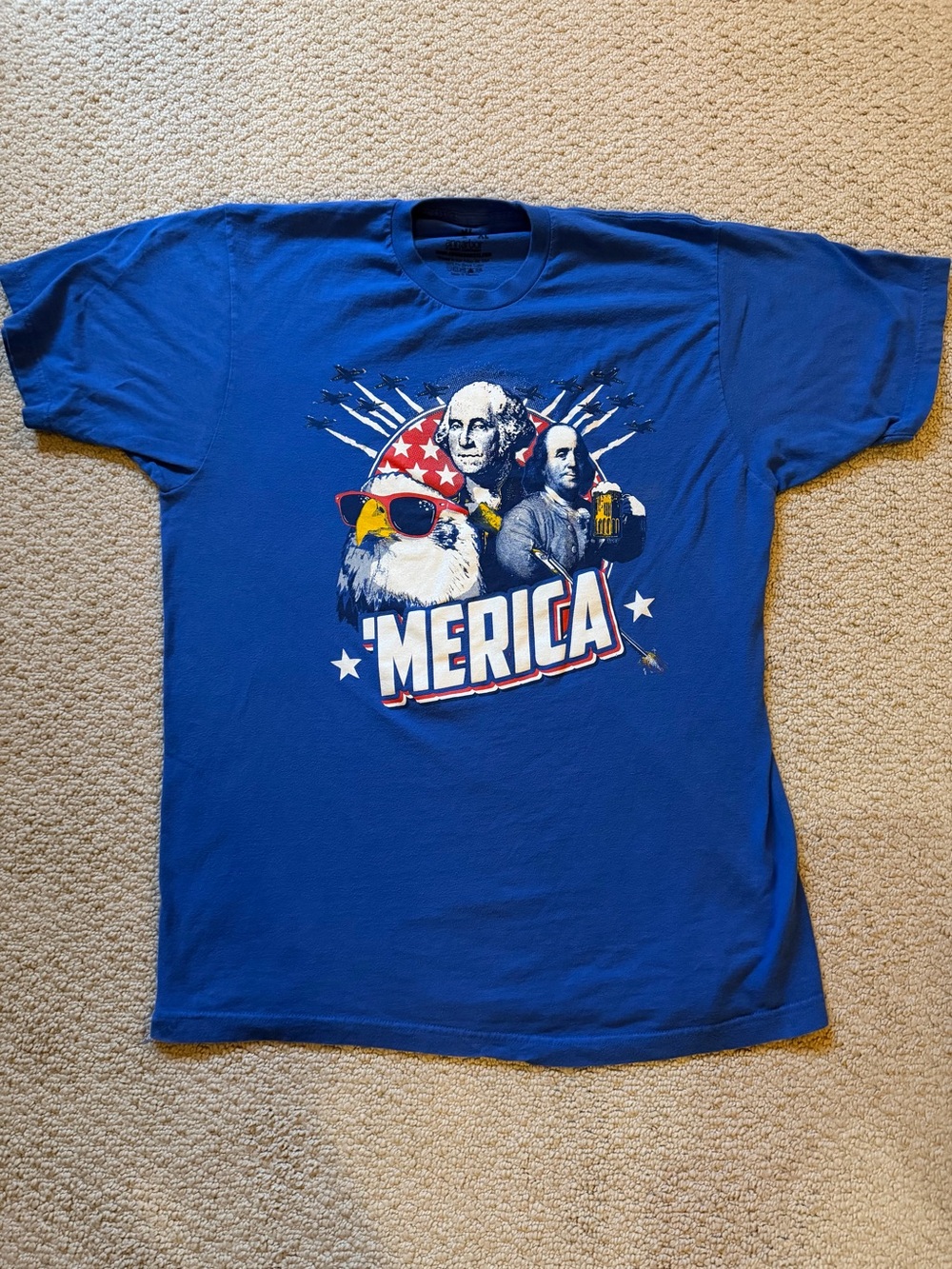 Ann Arbor T-Shirt Co. 'Merica Eagle Founding Fathers Graphic T-Shirt Blue XL